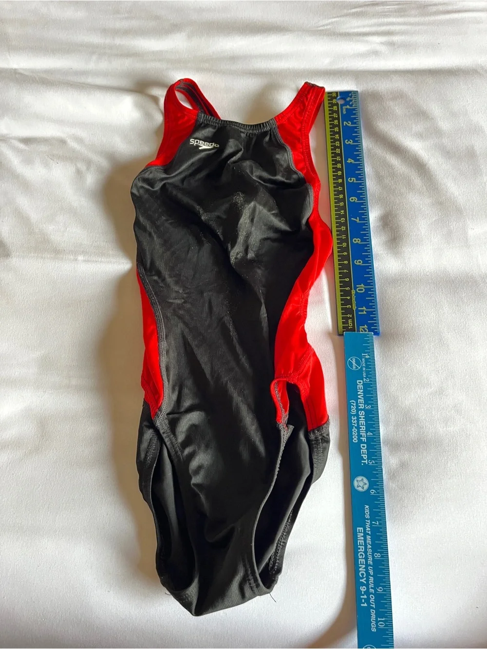 Speedo Fastskin FSII Competitive Swimsuit Red Black Size 30 One Piece Flyback